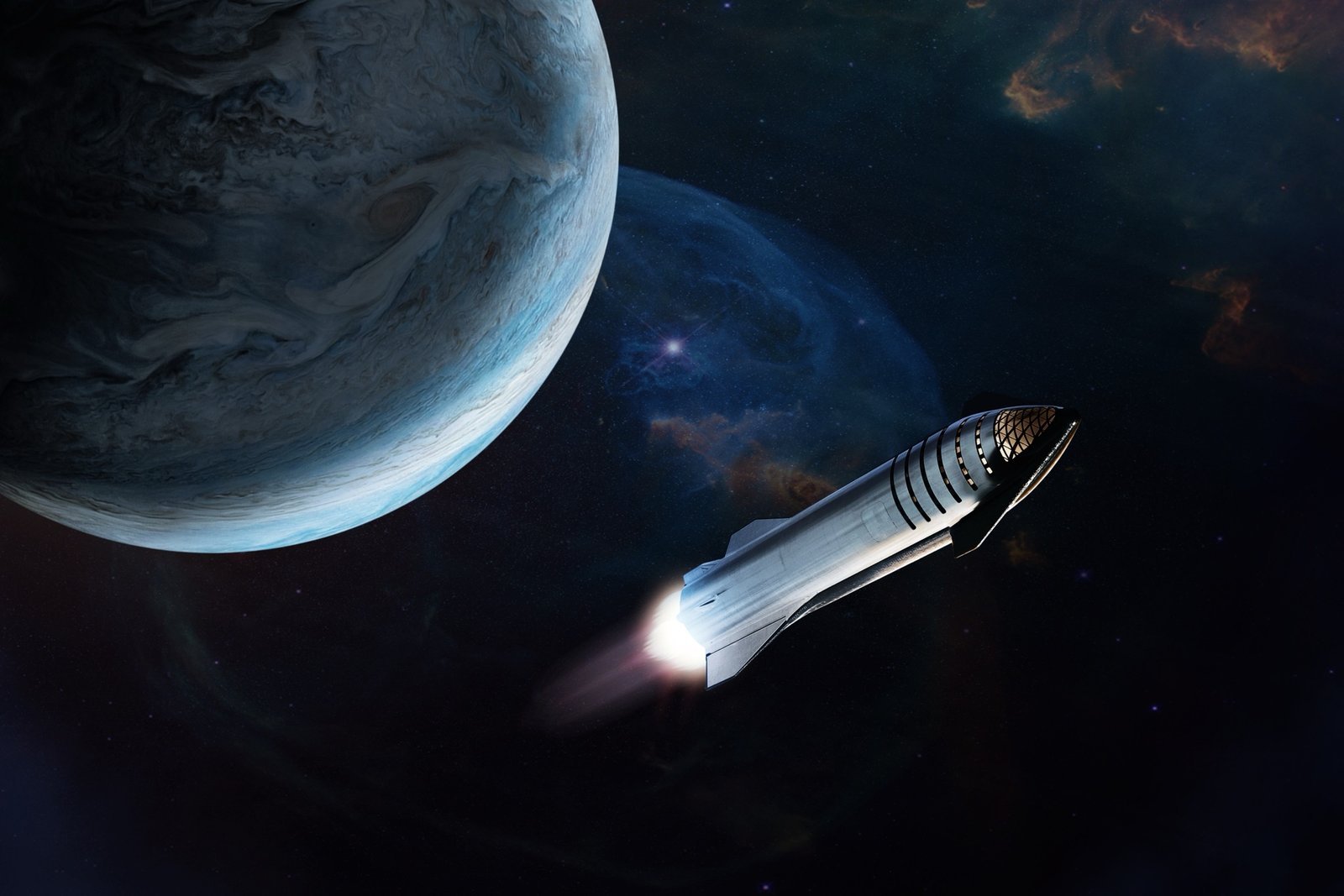 صاروخ Starship نحو كوكب بعيد